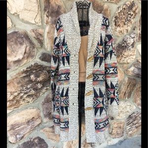 Aztec long cardigan sweater
